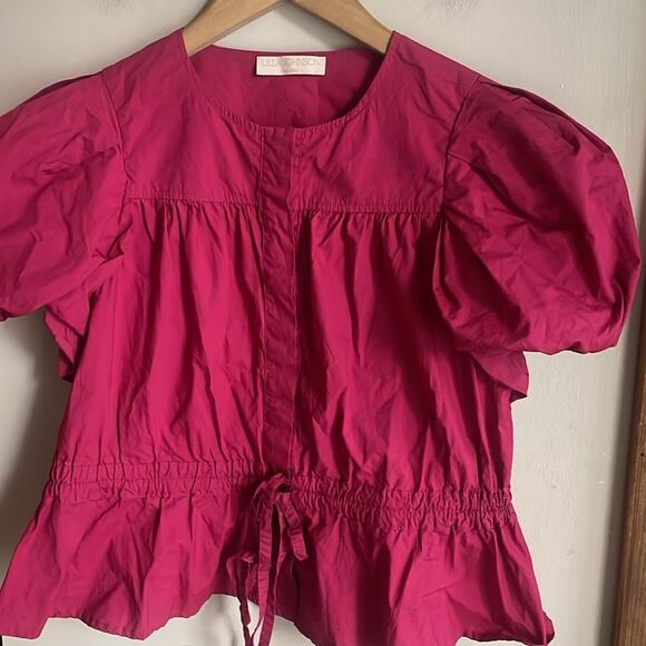 Ulla Johnson Mila Peplum Cotton Top in Rosebud - Picture 4 of 16